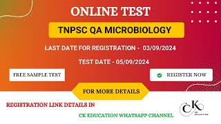 ONLINE TEST  MICROBIOLOGY  TNPSC DEPUTY MANAGER QA  CK EDUCATION [upl. by Anaele452]