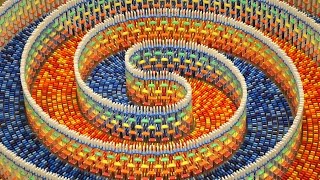 THE AMAZING TRIPLE SPIRAL 15000 DOMINOES [upl. by Alaj]