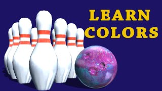 Teaching Colours with Kids Bowling Game  Learn Colours with Game Bowling Alley Kids Rhymes Videos [upl. by Shelby136]