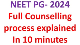 NEET PG 2024 Counselling Process NEET PG Counselling explained NEET PG 2024 Counselling schedule [upl. by Solegna]