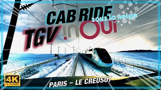 Cab Ride TGV sous la neige de Paris au Creusot [upl. by Nutter]