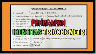 SOAL IDENTITAS TRIGONOMETRI KELAS 11 [upl. by Elohcim819]