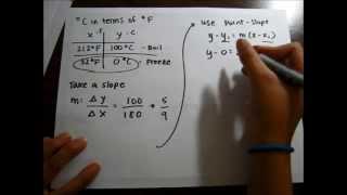 Deriving the Equations for °Celsius in terms of °Fahrenheit [upl. by Llebasi]