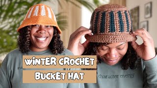 SO EASY Quick Crochet Winter Bucket Hat Tutorial  DIY Holiday Gift Idea [upl. by Nomde]