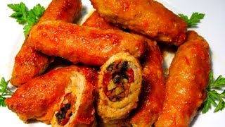 Вкусно  Мясные РУЛЕТИКИ с Начинкой КРУЧЕНИКИ Мясные Пальчики РЕЦЕПТЫ Блюд [upl. by Ahsiemal]