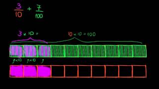 Somando frações com denominadores 10 e 100 [upl. by Lindie337]