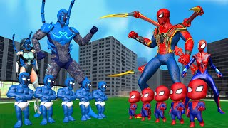 FAMILY IRON SPIDERMAN VS FAMILY BLUE BEETLE  LIVE ACTION STORY [upl. by Ysak]