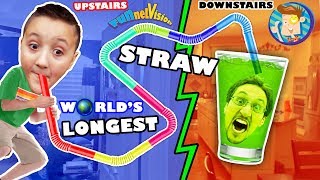 LAZY KID BUILDS WORLDS LARGEST DRINKING STRAW No Exercise 4 Us FUNnel Vision Project Vlog [upl. by Nelav]