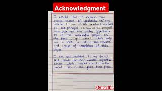 Acknowledgment l acknowledgment for project l how to write acknowledgment for project [upl. by Namruht666]