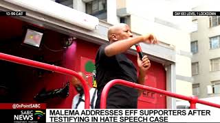 EFF vs Afriforum  Party leader Julius Malema addresses supporters outside court [upl. by Haimerej]