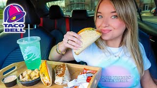 Taco Bell Mukbang Cheesy Gordita Crunch Tacos Fiesta Potatoes and more [upl. by Shanan]