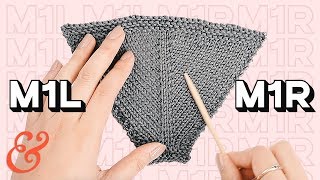 How to M1R make one right and M1L make one left Knitting Increase [upl. by Nnair173]