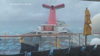 Carnival passengers left terrified as cruise ship sails into violent storm l VIDEO [upl. by Assertal5]