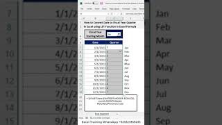 Convert Date Dynamic to Fiscal Year Quarter in Excel shorts [upl. by Oberheim]