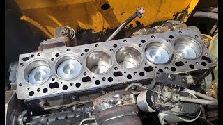 EXCAVATOR ENGINE RING JOB  CUMMINS 6BT PISTON amp RING CHANGED ON MACHINE  HYUNDAI TATA SANY JCB [upl. by Eahsal]