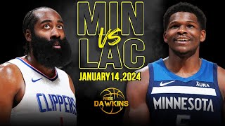 Los Angeles Clippers vs Minnesota Timberwolves Full Game Highlights  January 14 2024  FreeDawkins [upl. by Sucramraj]