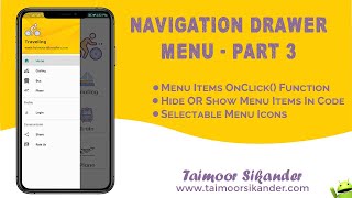 Android Navigation Drawer Menu Material Design  Android studio tutorial  Part 3 [upl. by Anam91]