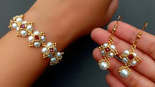 Victorian Jewelry MakingHow To Make Pearl Bracelet amp Earrings Useful amp Easy [upl. by Letnohs]