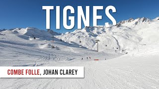 Skiing combe folle red and Johan Clarey black pistes in Tignes Val dIsere [upl. by Peale]