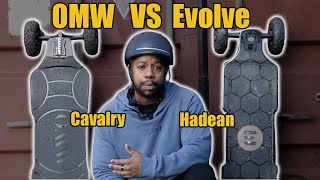 OMW Cavalry vs Evolve Hadean Carbon electric skateboard review [upl. by Suiluj]