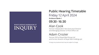 Adam Crozier  Day 120 PM 12 April 2024  Post Office Horizon IT Inquiry [upl. by Nwahsuq]