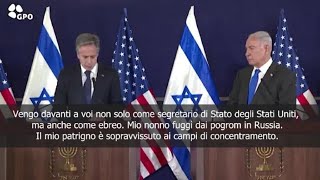 SOTTOTITOLI Blinken in Israele Qui anche come ebreo capisco strazio che portano massacri di Hamas [upl. by Toy946]