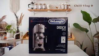 Delonghi Dedica EC685 UNBOXING  making coffee ☻ [upl. by Lizbeth]