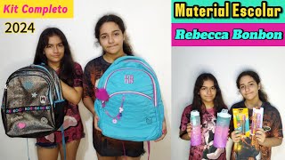 Nosso Material Escolar 2024  Mochila e Estojo Rebecca Bonbon  Kit Garrafa Motivacional com adesivo [upl. by Jaylene24]