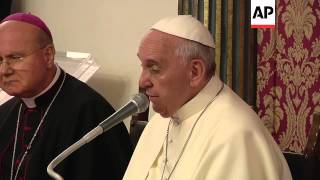 Pope Francis visits city of namesake declares quotday of tearsquot for victims of boat sinking [upl. by Zobe]