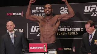 UFC 232 Official WeighIns Jon Jones makes weight first [upl. by Anenahs]