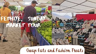 Fethiye Turkey Sunday Market Tour Cheap Eats and Fashion Treats [upl. by Avitzur]