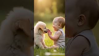 Cute baby boy with puppy ❤️cute boy puppy shortsfeed shorts viralvideo trending ytshorts [upl. by Nellak]