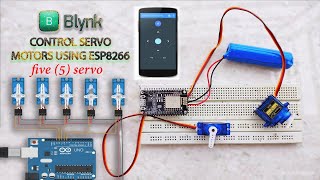 NodeMCU ESP8266  Video 10 how to Control Five Servo motor 5 servo control with Blynk  Mobile [upl. by Eusassilem]