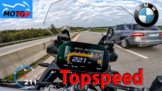 BMW F850GS 2023  TOPSPEED on AUTOBAHN  GPS 209 kmh [upl. by Ynaittirb296]