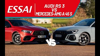 Audi RS3 vs MercedesAMG A 45 S  pari match [upl. by Lanette]