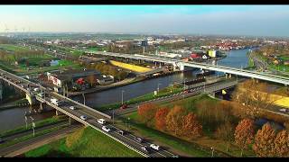 4K UHD Drone shots of bridges and Gouwe Aquaduct in Holland  Gouda [upl. by Dustman550]