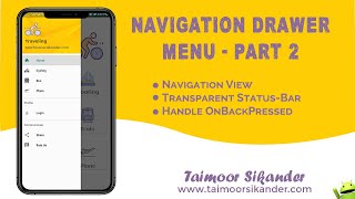 Android Navigation Drawer Menu Material Design  Navigation Drawer Android Studio  Part 2 [upl. by Carolee]