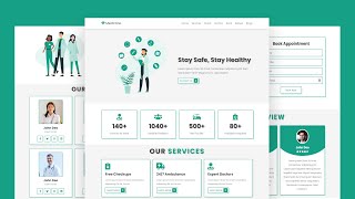 Complete Responsive Hospital Website Design Template Using HTML  CSS  JavaScript  Step By Step [upl. by Sells]