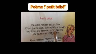 Poème quotPetit bébéquot4ème année primairemodule 2 [upl. by Nanny87]