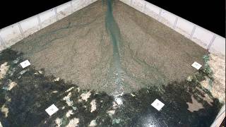 Alluvial fan experiment with widely graded sediment mixture [upl. by Ardnayek]