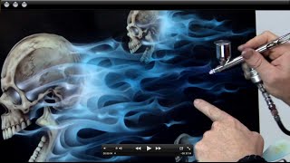 How to Airbursh Real Fire amp Skulls  Realistic Blue Flames [upl. by Ellehcer]