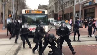 GRAPHIC LANGUAGE WARNING Police move in on protestors in downtown Portland [upl. by Cai486]