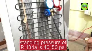 How to check fridge gas Standing pressure of R134a  Fridge gas [upl. by Berneta]