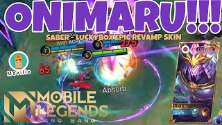 DEMON SLAYER Review Luckybox Revamp Skin Saber  Onimaru Mobile Legends Gameplay [upl. by Faden]