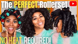 How To Do a ROLLER SET on Black Natural Hair  NO HEAT REQUIRED [upl. by Johanan]