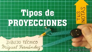 TIPOS de PROYECCIONES CILÍNDRICAS y CÓNICAS resumen en Geometría descriptiva Dibujo técnico [upl. by Myk]