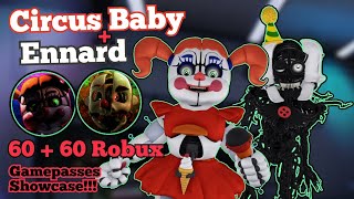 UPDATED Circus Baby amp The Amalgamation Gamepasses Showcase  Fredbears Mega Roleplay  Roblox [upl. by Audly1]