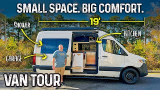 VAN TOUR  Short Sprinter Camper Van Camper Conversion With Shower [upl. by Eitnom156]