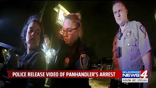 Newlyreleased body camera video shows arrest of aggressive panhandler [upl. by Atener]