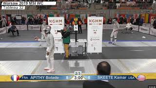 2019 163 T32 14 M S Individual Warsaw POL WC YELLOW SKEETE USA vs APITHY FRA [upl. by Enimassej]